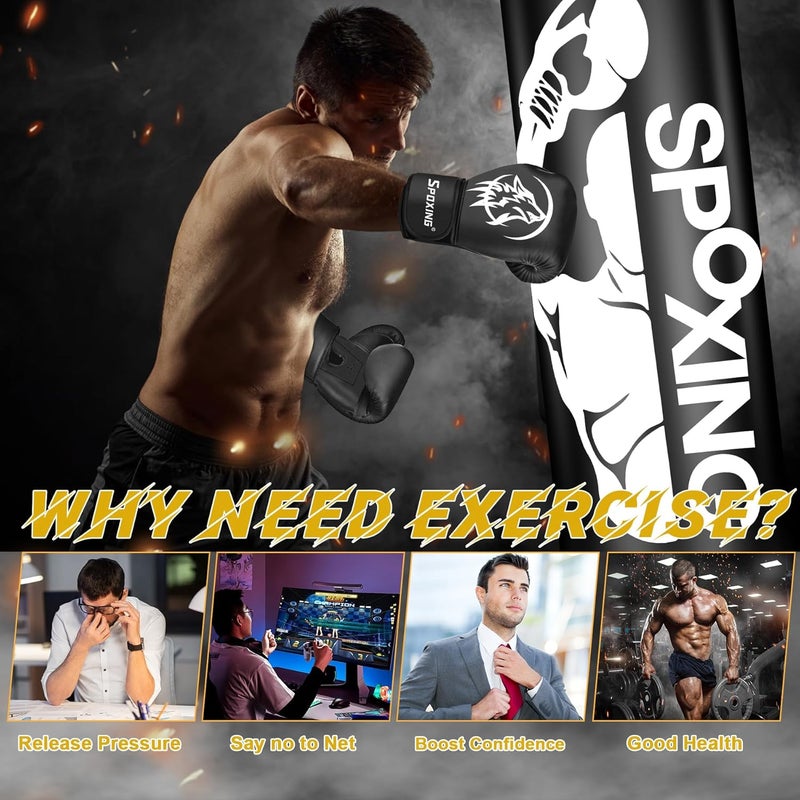 SPOXING Freestanding Punching Bag for Adult Teens, 70" Heavy Punching Bag with Boxing Gloves and Electric Air Pump for Beginners Kickboxing Training MMA Muay Thai Fitness Office Home Gym - Image 4